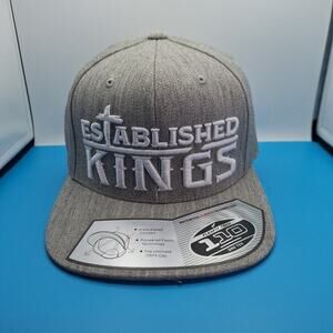 Established Kings Snapback Hat Cap Gray W/ White Logo Wool
